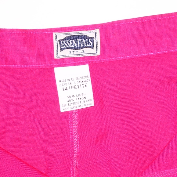 Essentials Style Pink Shorts Linen Blend Size 14P - Picture 6 of 8